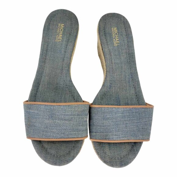 MICHAEL Michael Kors Denim Espadrille Wedge Sandals Women's Sz 6.5 - Picture 3 of 11
